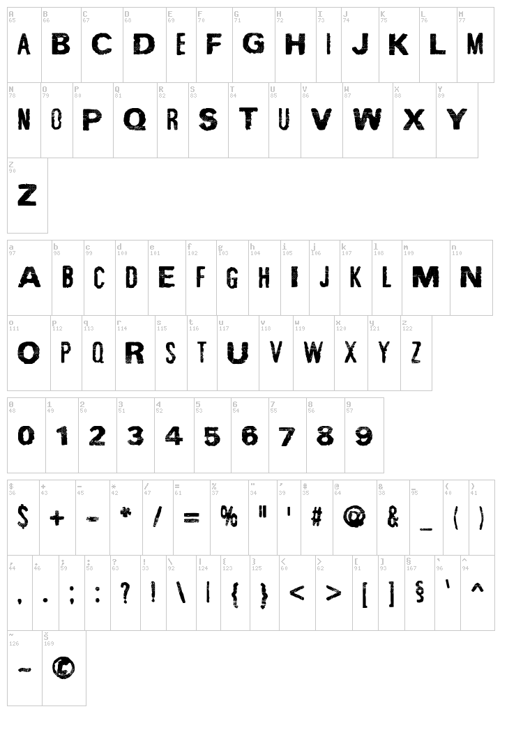 Spirit Ginger font map
